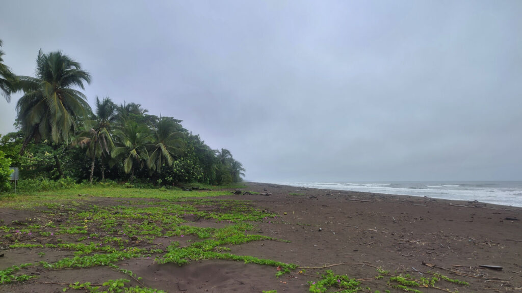 regnerisches Stimmung an einem tropischen Strand, Tortuguero