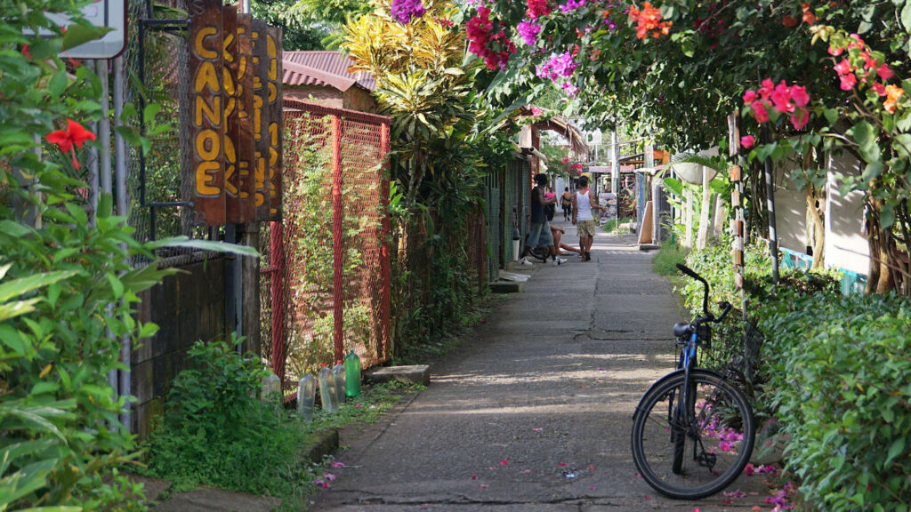 bunte Gasse in Tortuguero