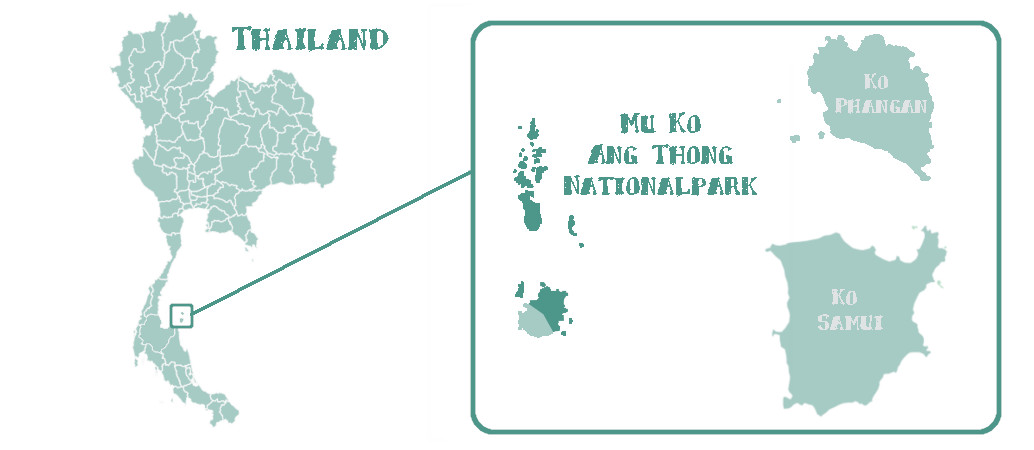 Lage des Mu Ko Ang Thong Nationalparks, Überblick auf einer Karte